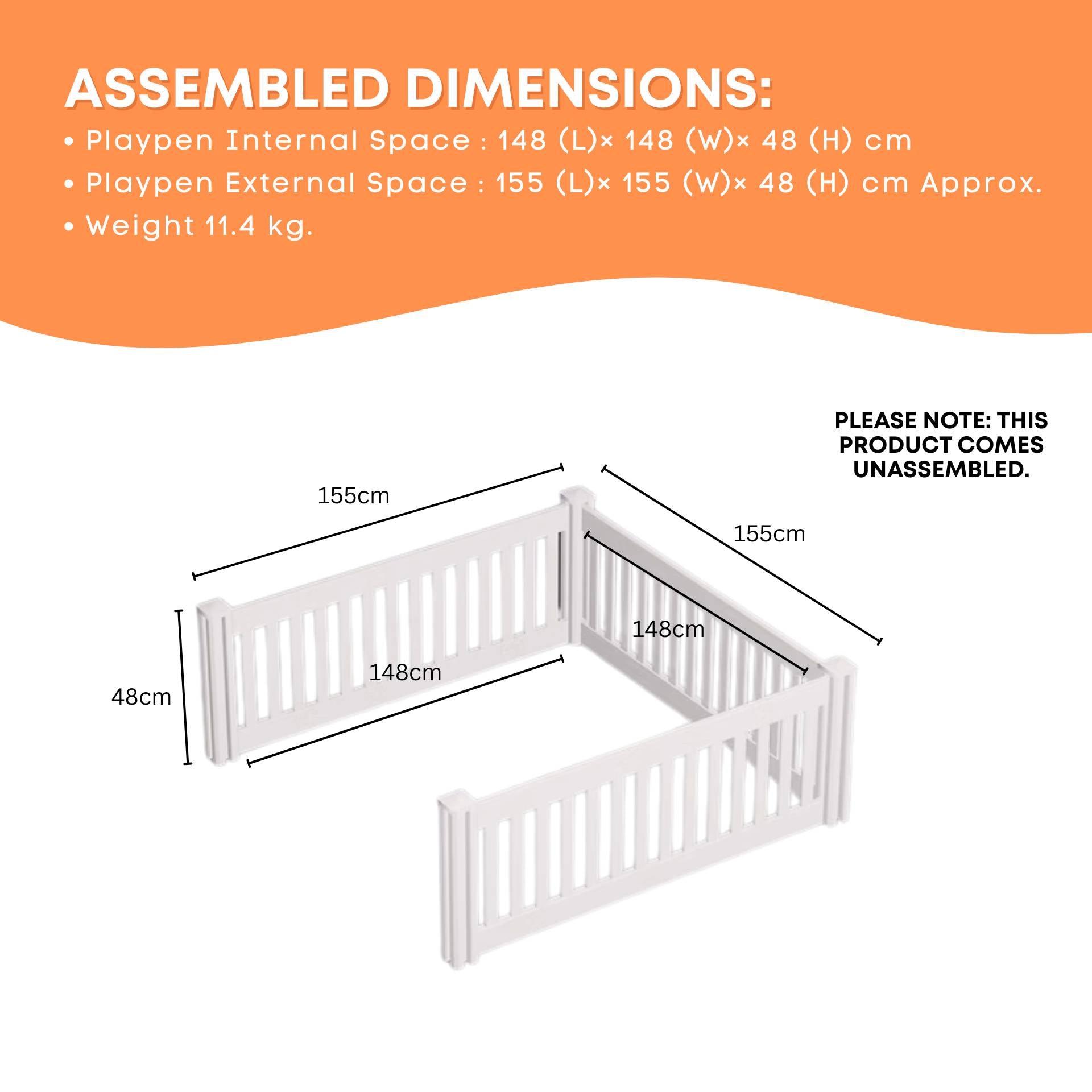 Rooster Farms PVC Dog Play Pen Extension for Whelping Box - 1.48m x 1.48m x 0.48m-4