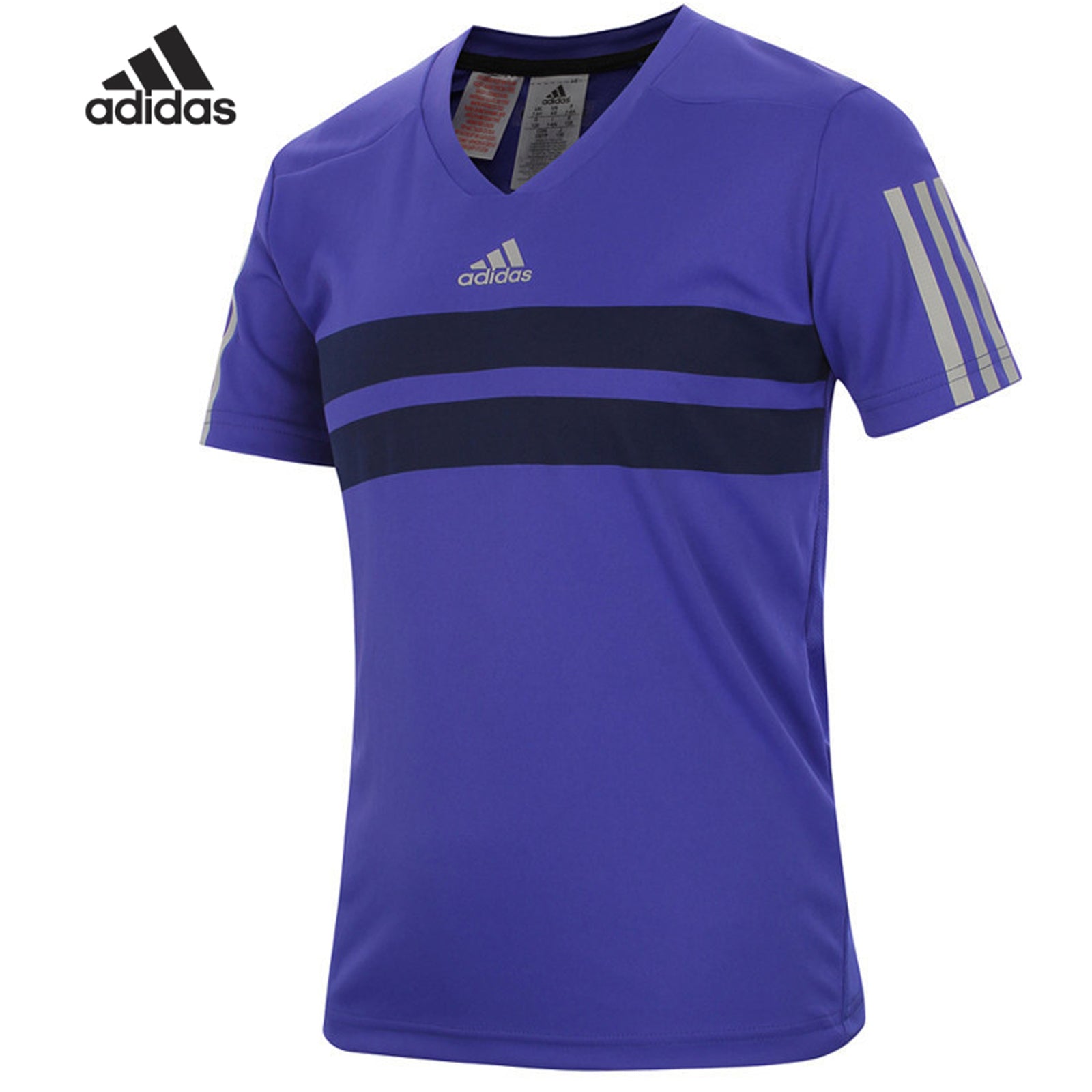 Adidas Boy's Andy Murray Barricade T-Shirt Purple V-Neck Tee Sports Athletic-1