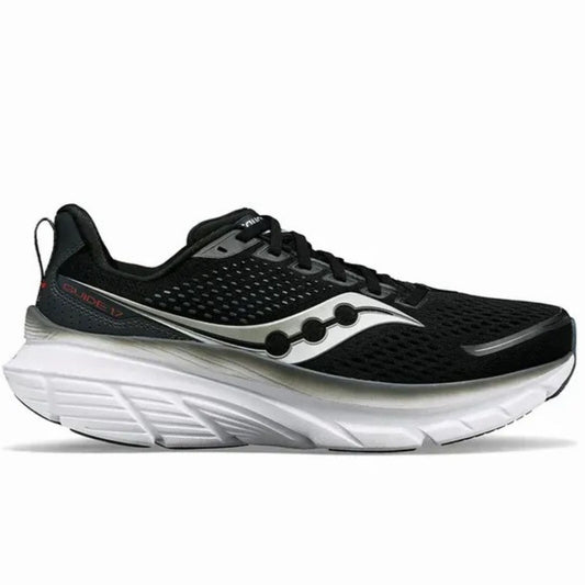 Wide Saucony Guide 17 Mens Running Shoes Stability Support - Black White-0