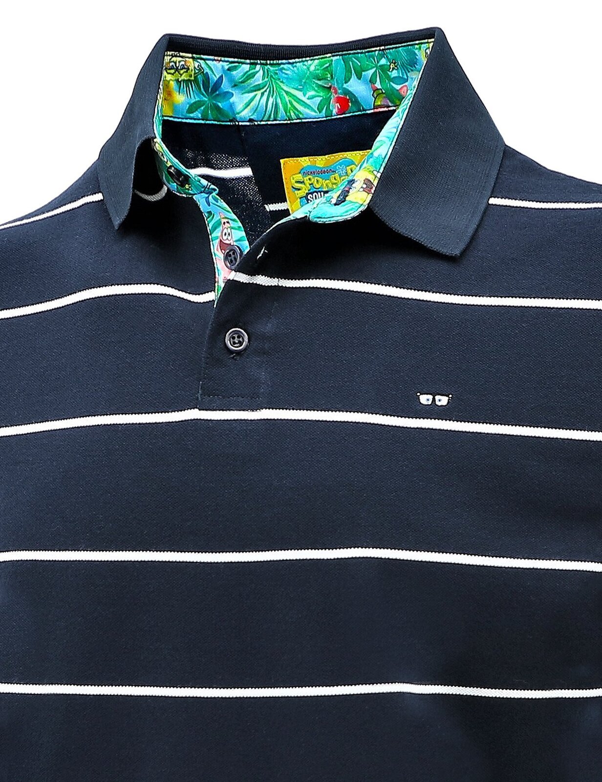 SpongeBob SquarePants Mens Polo Shirt Top Official Authentic - Navy Stripe-3