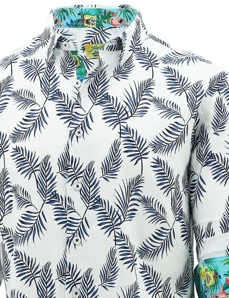 SpongeBob Squarepants Mens Long Sleeve Shirt Hawaiian - Palm Print-4