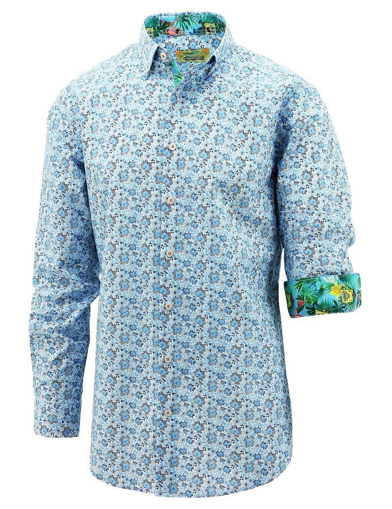 SpongeBob Squarepants Mens Long Sleeve Shirt Hawaiian - Floral Print-0
