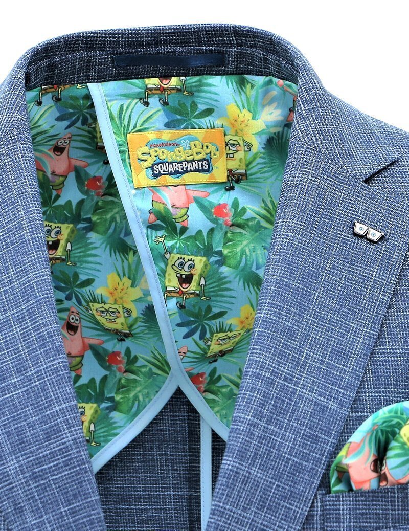 Mens SpongeBob Squarepants Sports Suit Jacket Hawaiian - Blue-4