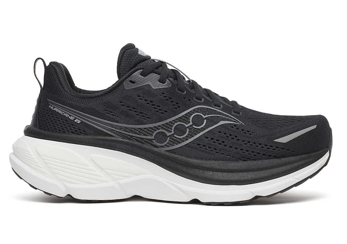 Saucony Mens Hurricane 25 (Wide) Sneakers Shoes Runners in Black/White