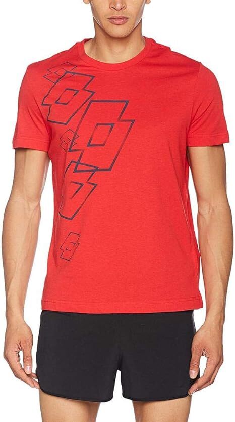 Lotto Mens Losanga Tee Shirt Soccer Tennis Sport - Red-1