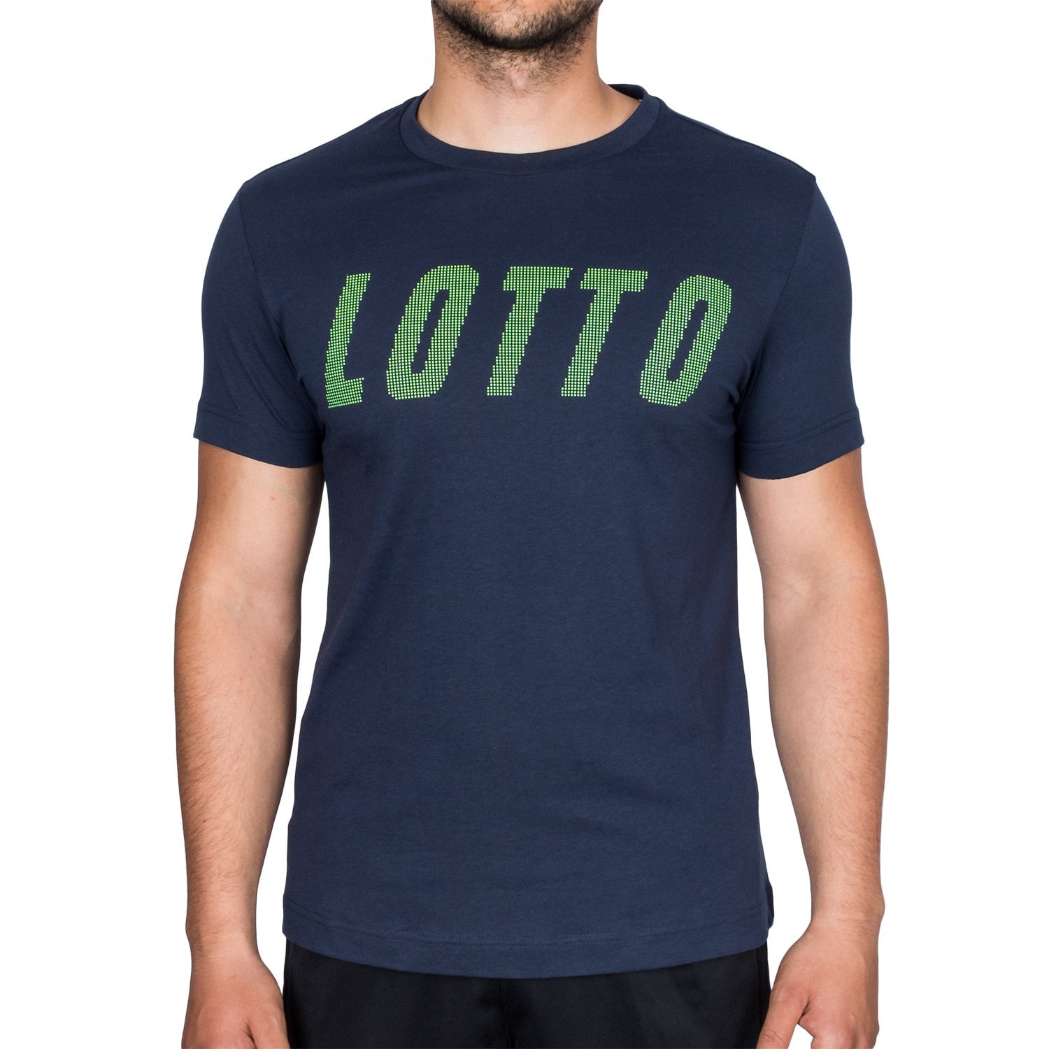Lotto Mens L73 Logo Tee Shirt Sports Tennis Training - Navy/Yellow-1