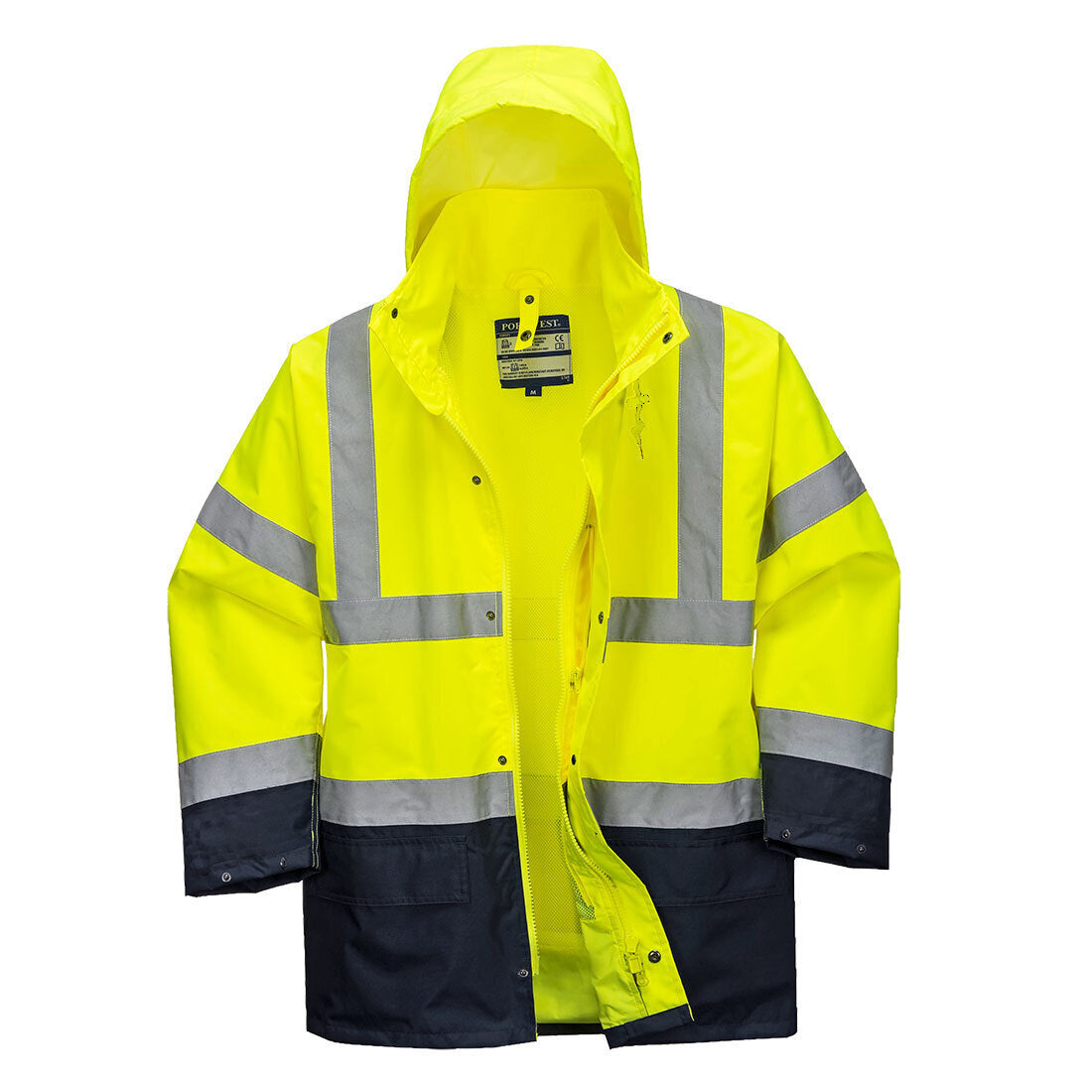 Portwest Winter Hi-Vis Safety Workwear Essential 5-in-1 Two Tone Jacket - Yellow/Navy-1
