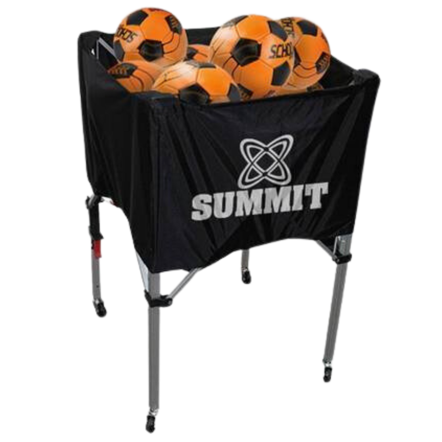Summit Ball Carry Cart Portable Basketball Netball Rack Sports Case Kart Trolley - Black-0