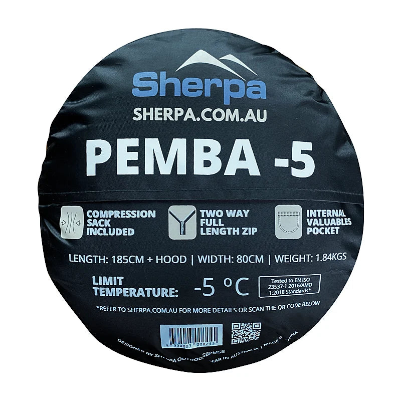 Sherpa Pemba -5 Degree Sleeping Bag Single Camping Hiking Winter Thermal