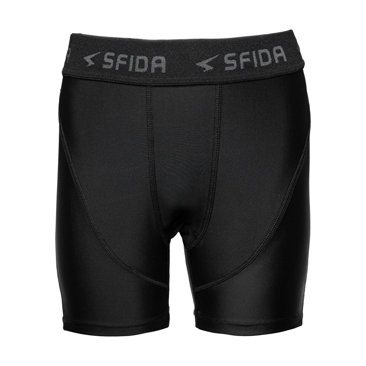 Sfida Boys Compression 1/4 Quarter Shorts - Black (Sports Base Layer For Childrens/Kids)-1
