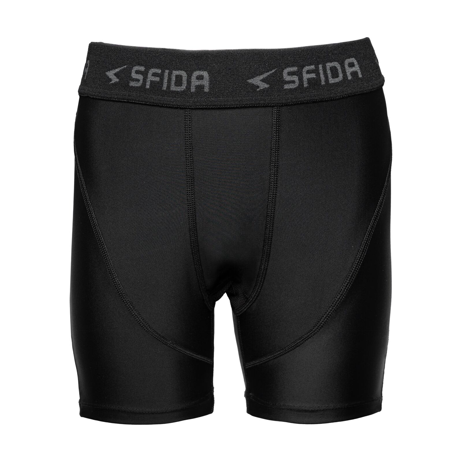 Sfida Boys Compression 1/4 Quarter Shorts - Black (Sports Base Layer For Childrens/Kids)-1