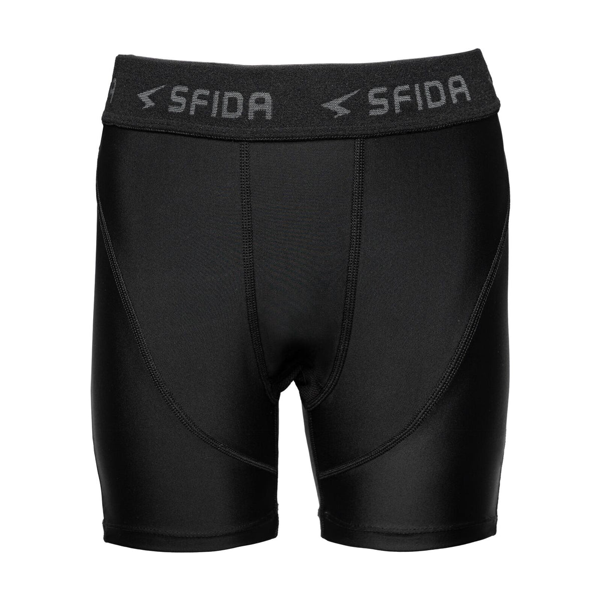 Sfida Boys Compression Base Layer Sports 1/4 Quarter Shorts Childrens Kids in Black