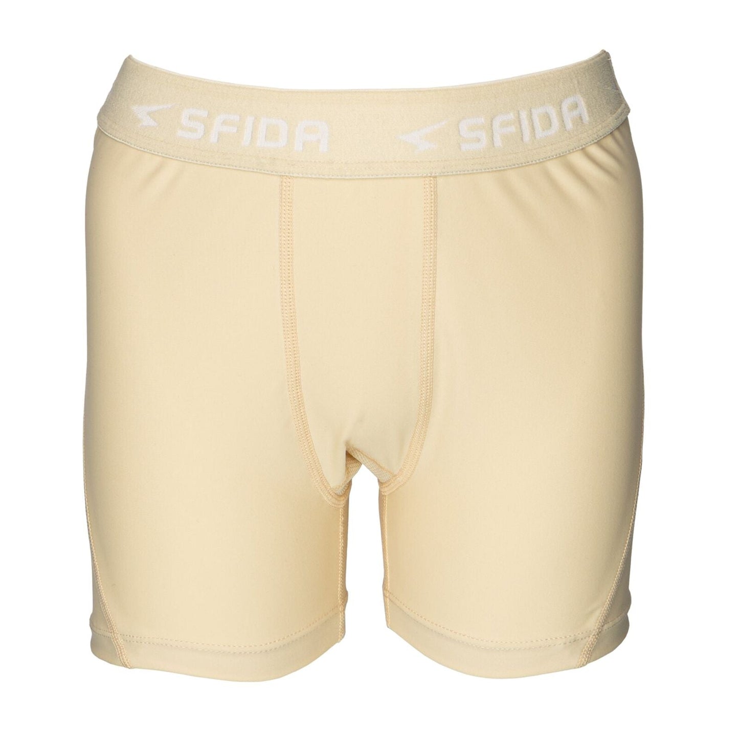Sfida Boys Compression 1/4 Quarter Shorts - Beige (Sports Base Layer For Childrens/Kids)-1