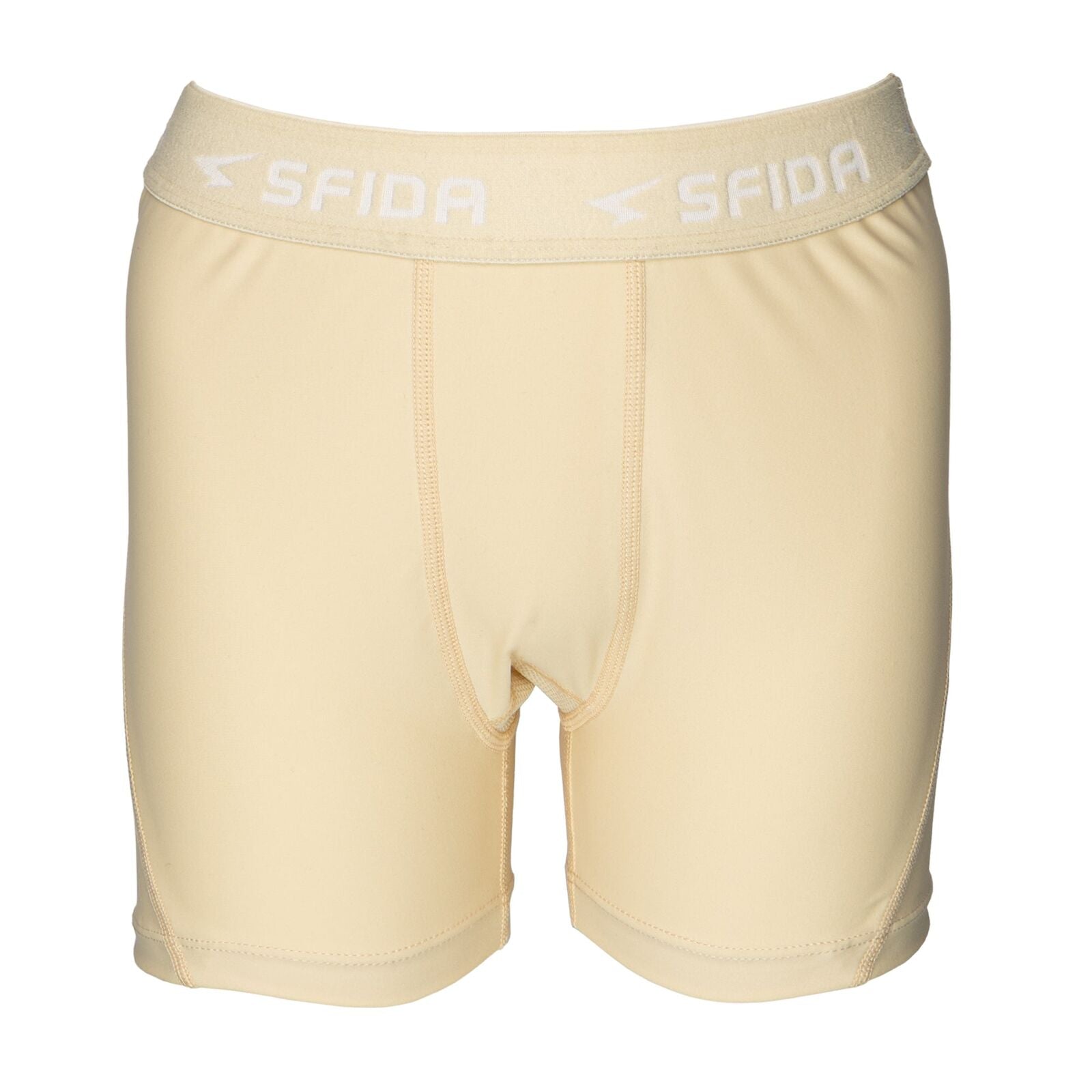 Sfida Boys Compression 1/4 Quarter Shorts - Beige (Sports Base Layer For Childrens/Kids)-0