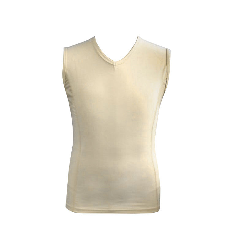 Sfida Boys Compression V Neck Tank Top - Beige (Sports Base Layer For Childrens/Kids)-1