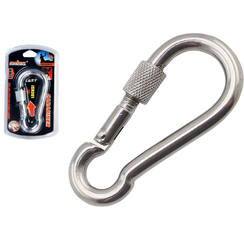 90mm Stainless Steel CARABINER Clip Hook Lockable Mountain Climbing-0