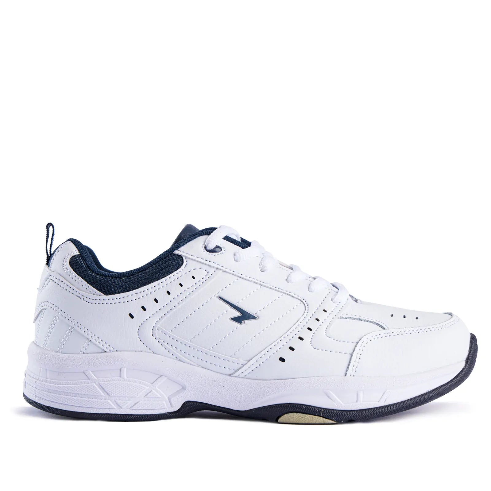SFIDA Defy Senior Leather Lace Up Cross Trainer Shoes Sneakers in White/Navy-0