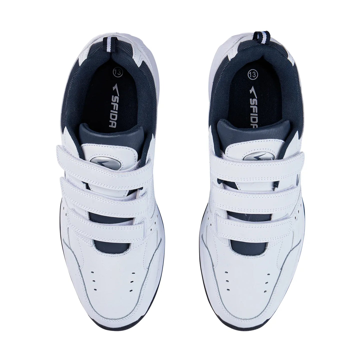 SFIDA Defy Senior Leather V Strap Cross Trainer Shoes Sneakers in White/Navy-4