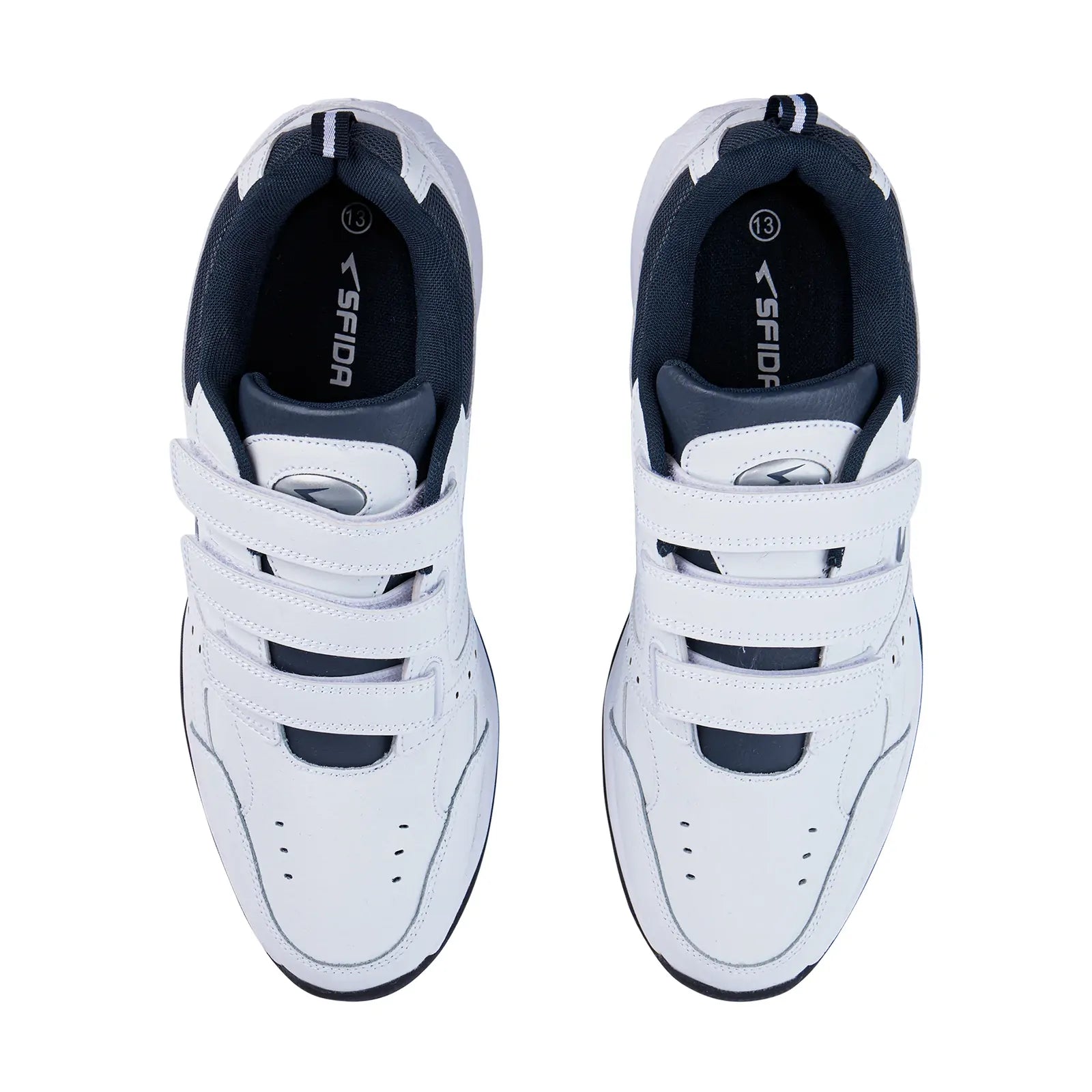 SFIDA Defy Senior Leather V Strap Cross Trainer Shoes Sneakers in White/Navy-4