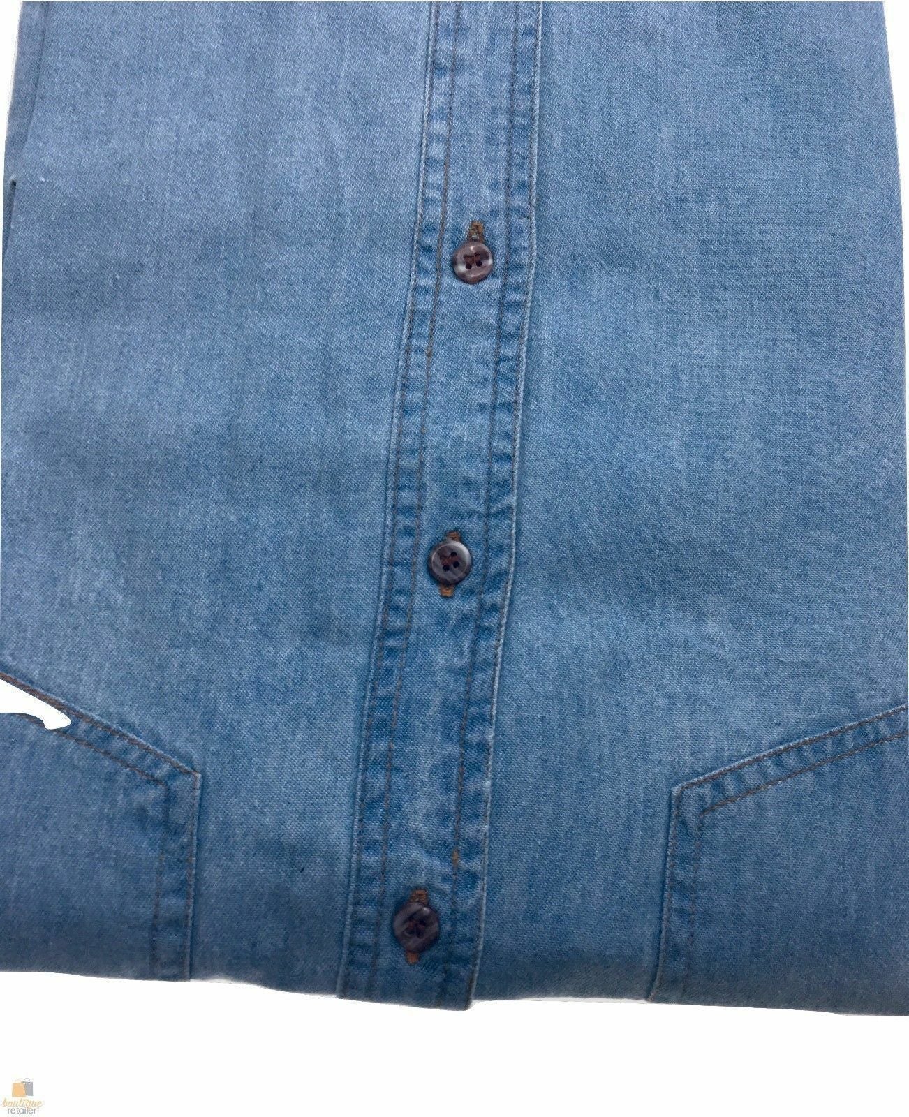 Denim Long Sleeve Jean Shirt Buttoned Front Casual Soft Top 100% COTTON-4