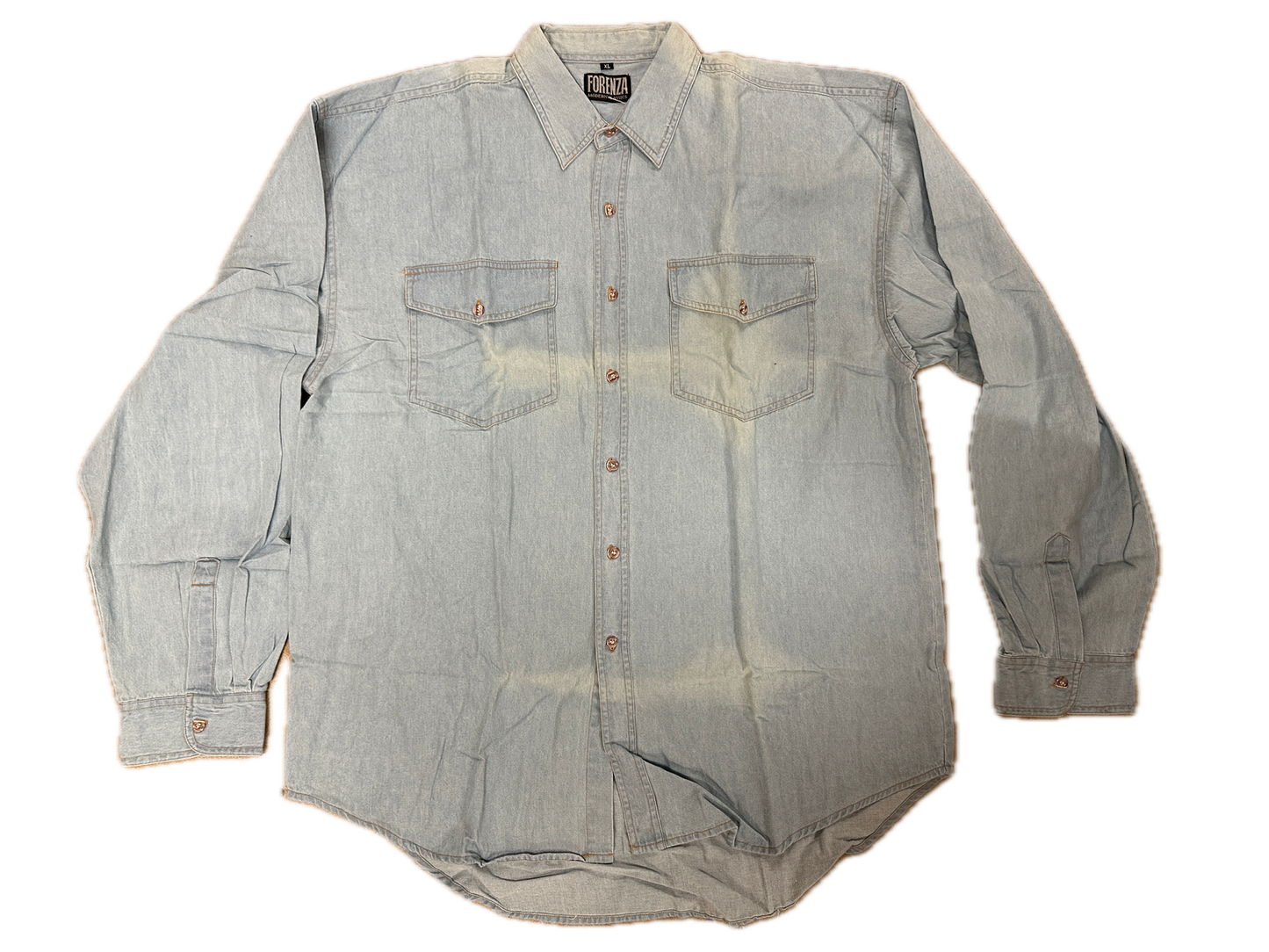 Denim Long Sleeve Jean Shirt Buttoned Front Casual Soft Top 100% COTTON-0