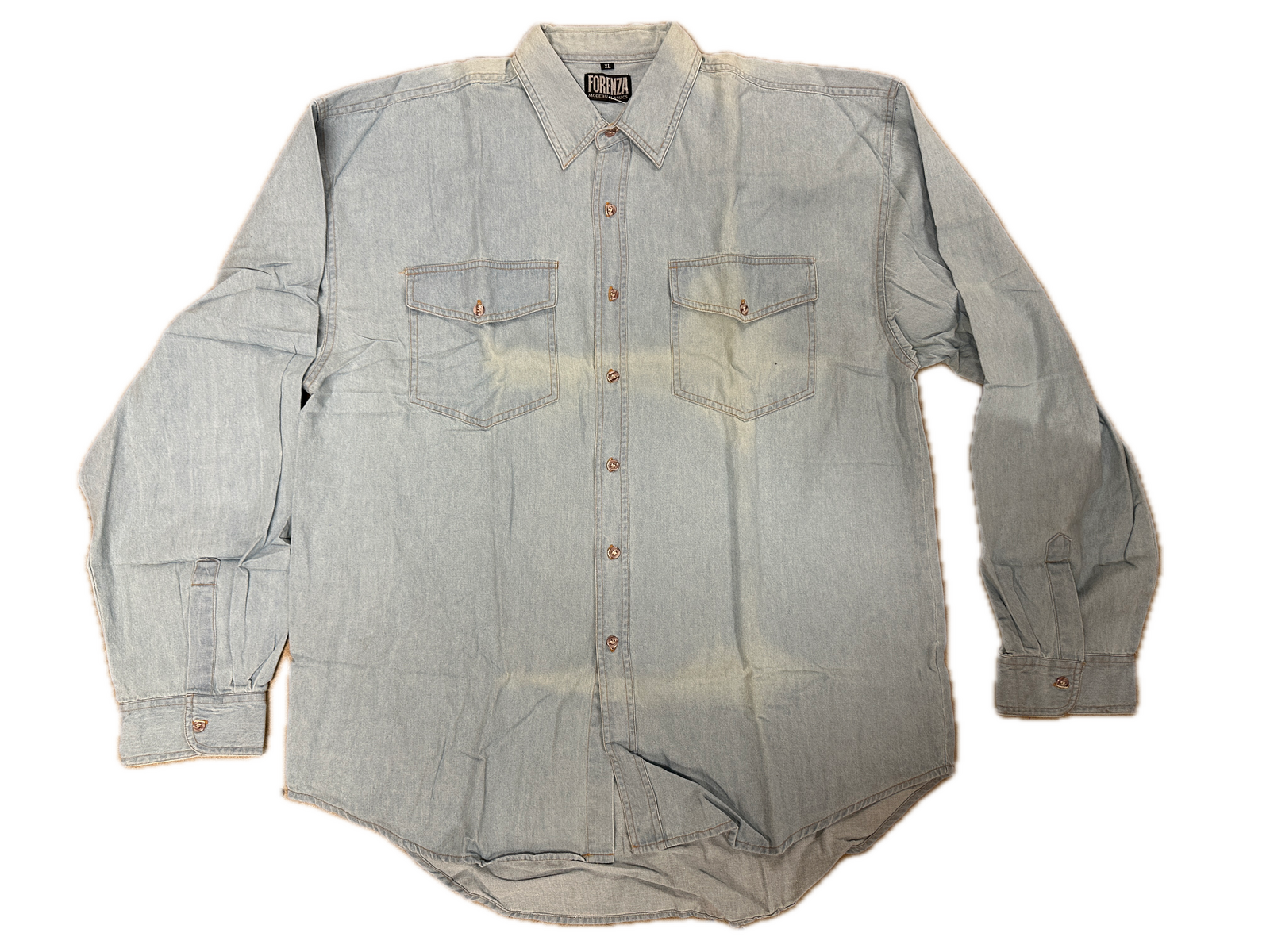 Denim Long Sleeve Jean Shirt Buttoned Front Casual Soft Top 100% COTTON-0