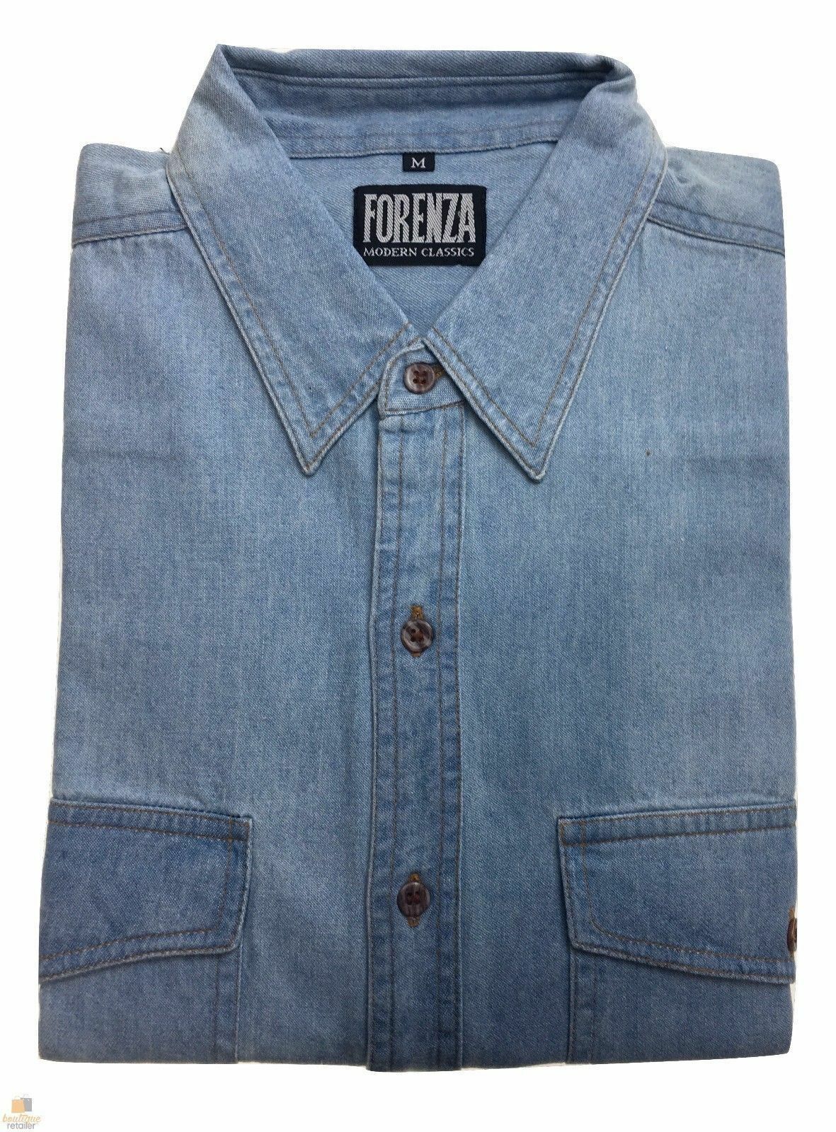 Denim Long Sleeve Jean Shirt Buttoned Front Casual Soft Top 100% COTTON-3