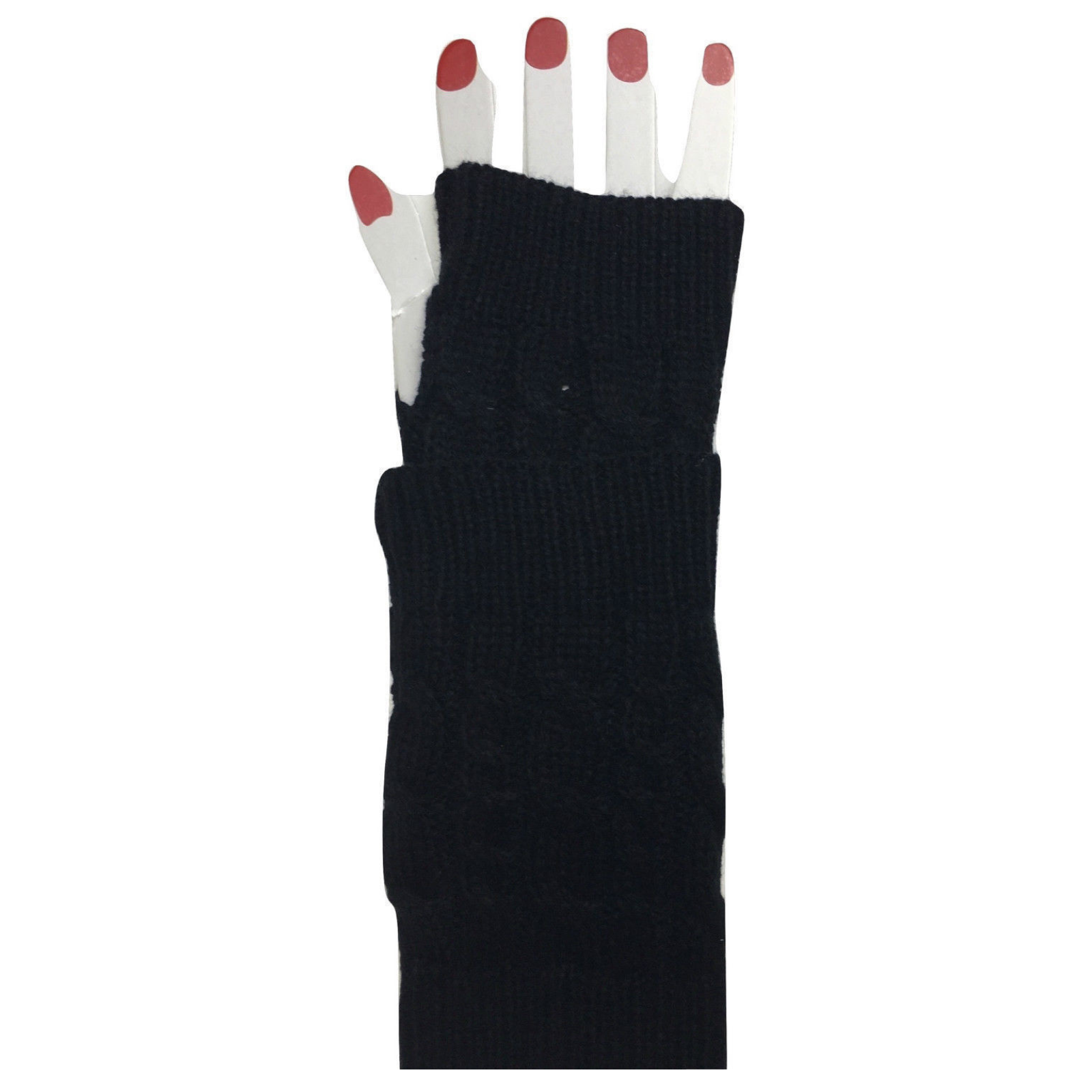 ARM WARMERS Knitted Short Fingerless Gloves Winter Mitten Cover Womens Party-3