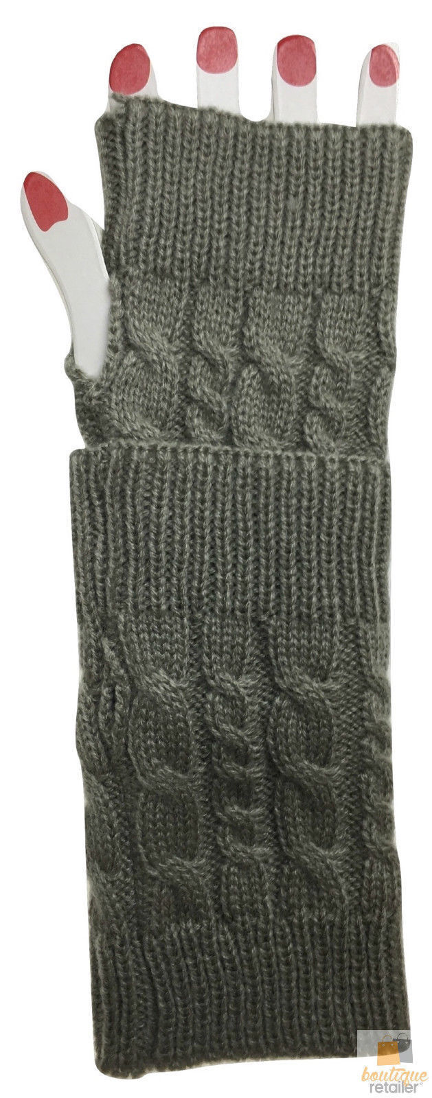 ARM WARMERS Knitted Short Fingerless Gloves Winter Mitten Cover Womens Party-6