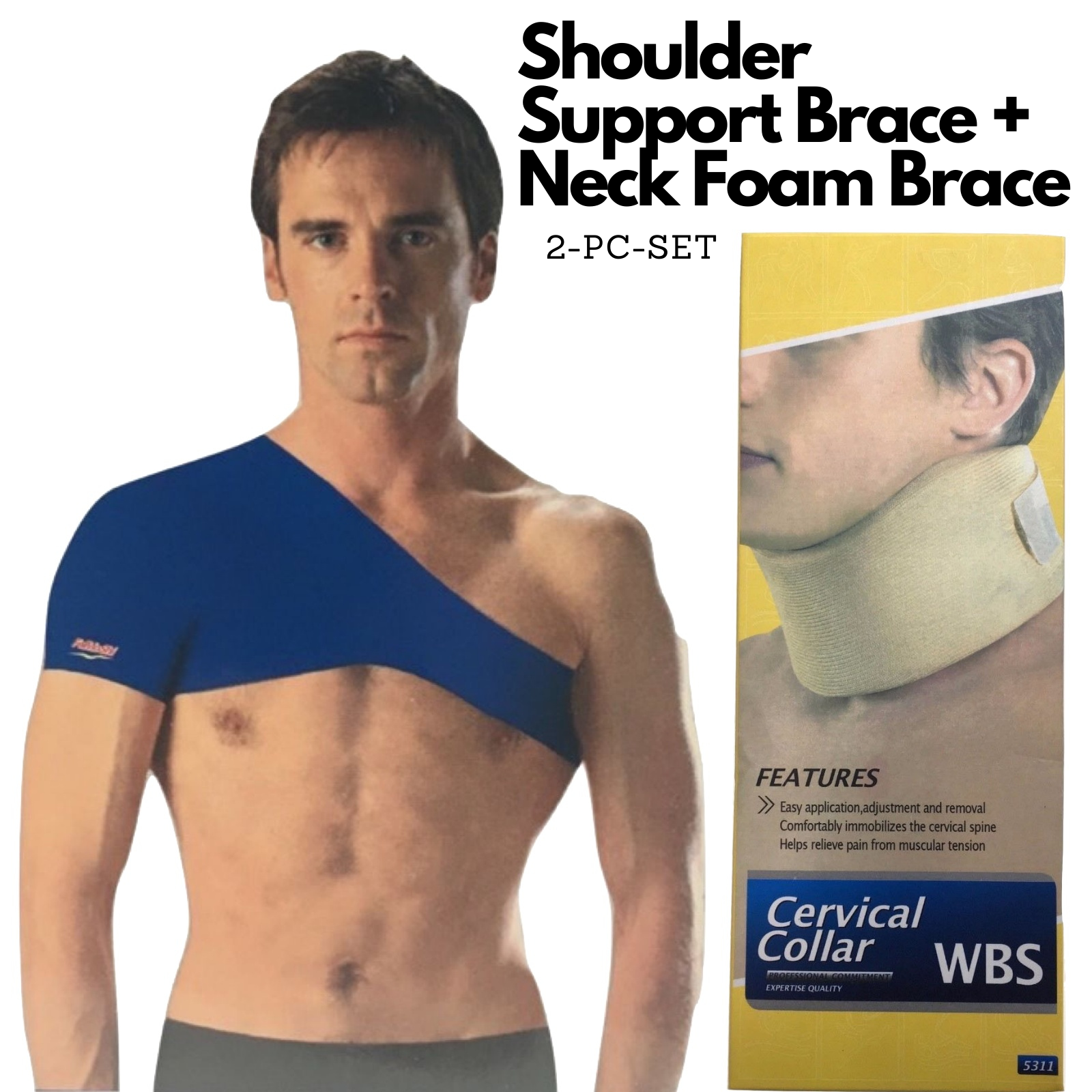 Shoulder Support Brace + Cervical Collar Neck Foam Brace Support Pain Relief-1