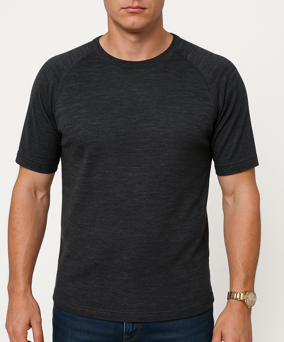 Mens Merino Wool Blend Short Sleeve Thermal Top Underwear Thermals Base Layer-3