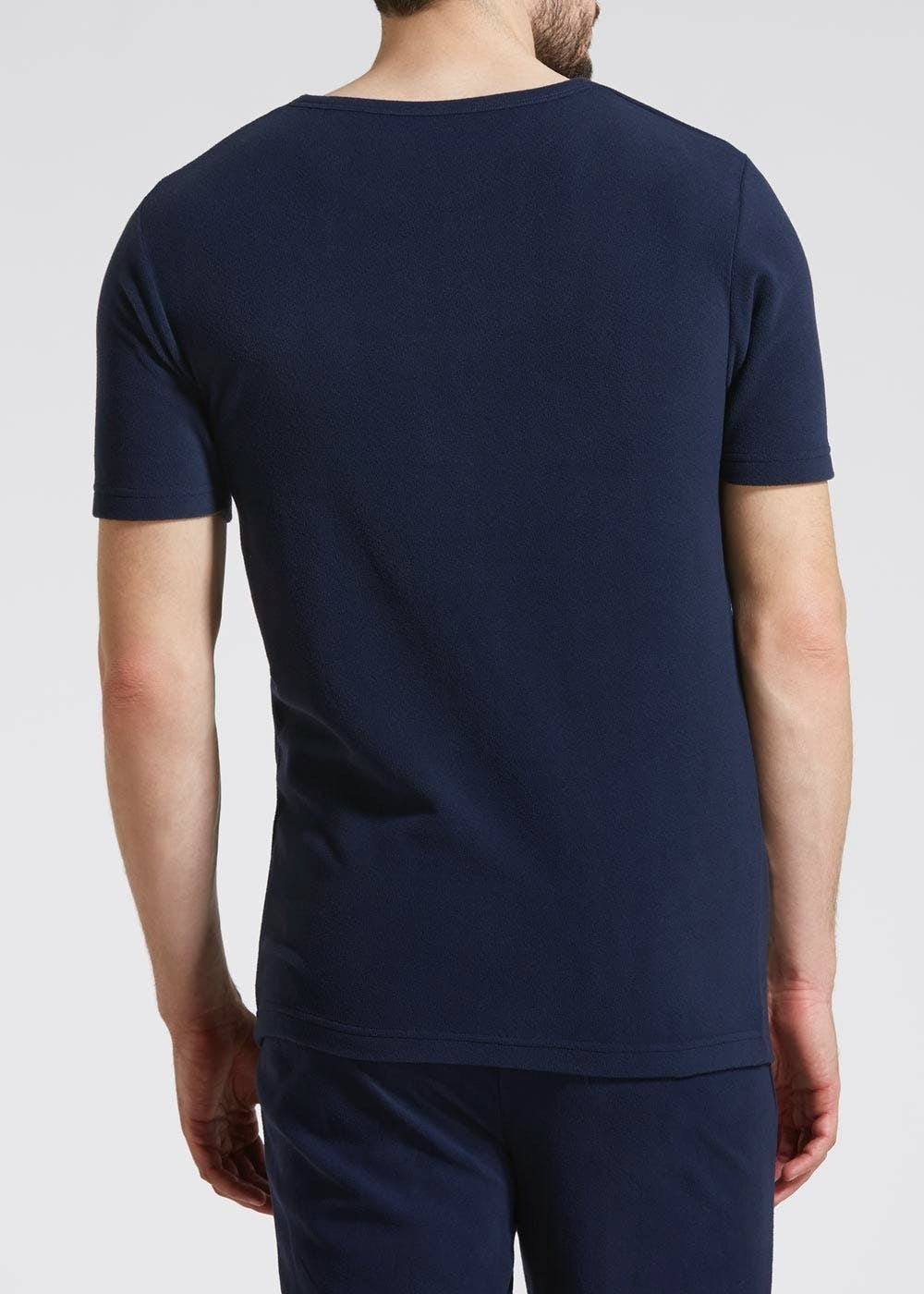 Mens Thermal Short Sleeve Top Microfleece Baselayer Underwear T Shirt - Navy-3