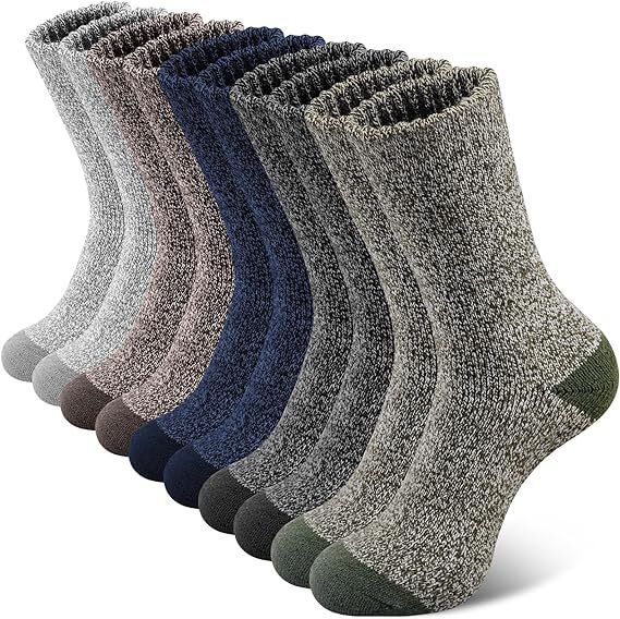 6 Pairs Heavy Duty Wool Blend Work Socks Extra Thick Cushion in Assorted Colours-1