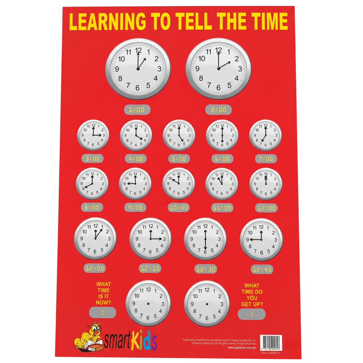 Learning To Tell The Time Educational Poster - A2 Size (Printed in Australia) - Portrait