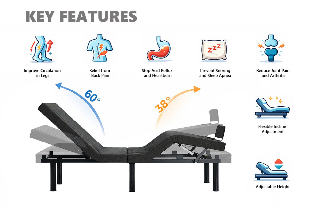 Zero Gravity Electric Adjustable Bed Base Frame w/ OKIN Motors Anti Snore - Half Queen