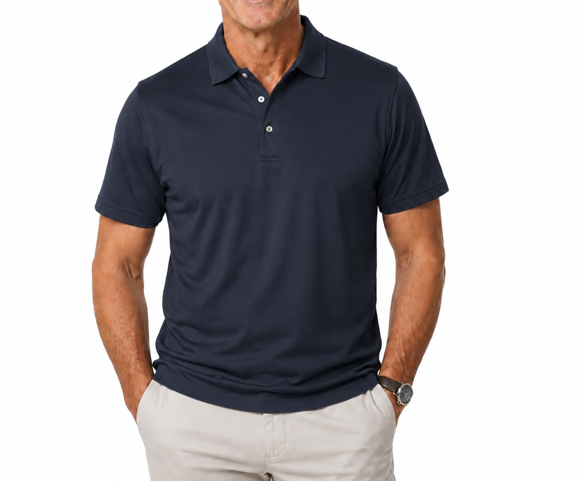 Sporte Leisure Mens Double Mercerised Egyptian Cotton Solid Polo Shirt in Navy