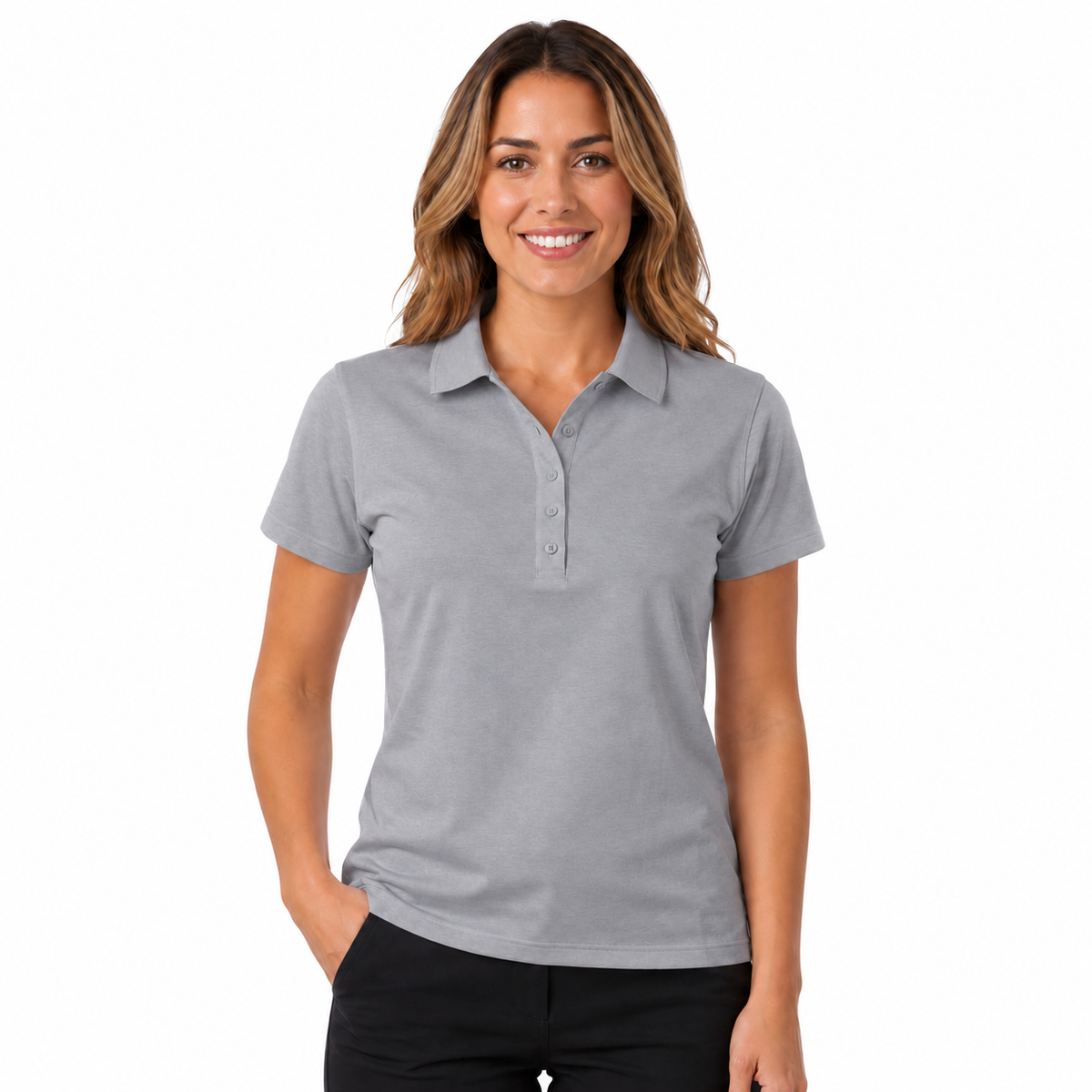 Sporte Leisure Womens 100% Egyptian Cotton Solid Polo Shirt Short Sleeve Top in Platinum