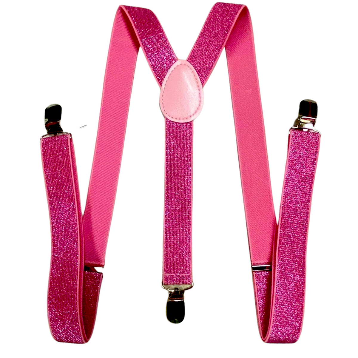 Mens Suspenders Braces Adjustable Strong Clip On Elastic Formal Wedding Slim - Hot Pink (Glitter)