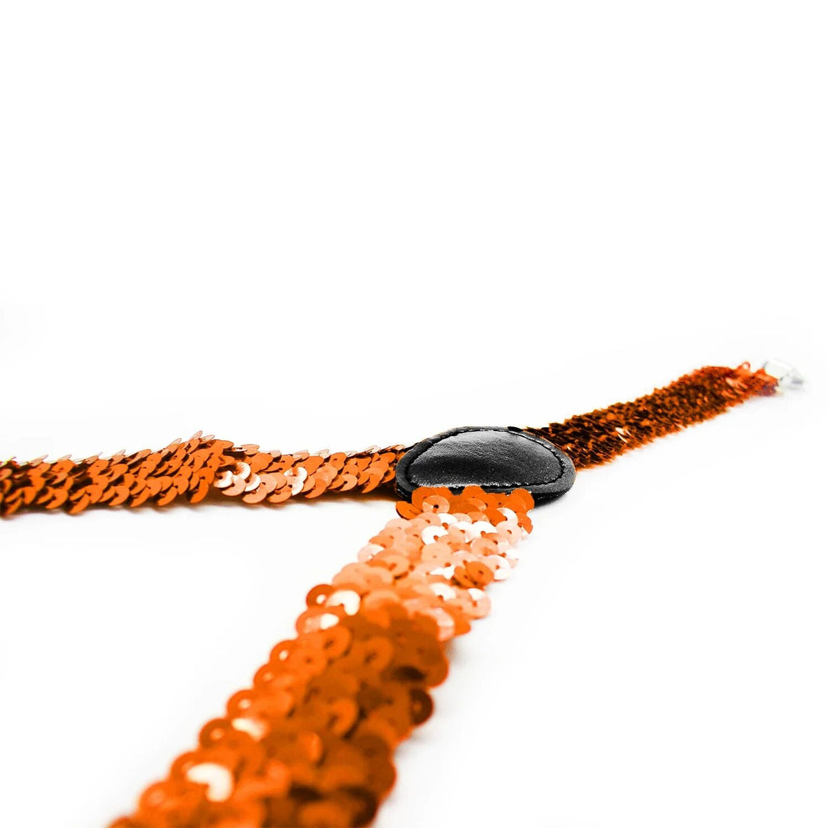 Mens Suspenders Braces Adjustable Strong Clip On Elastic Formal Wedding Slim - Orange (Sequin)