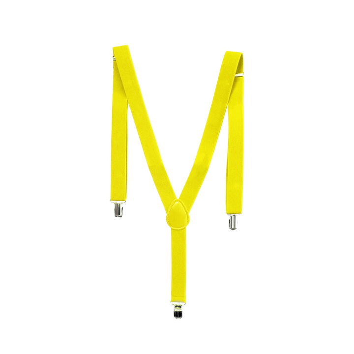 Mens Suspenders Braces Adjustable Strong Clip On Elastic Formal Wedding Slim - Yellow