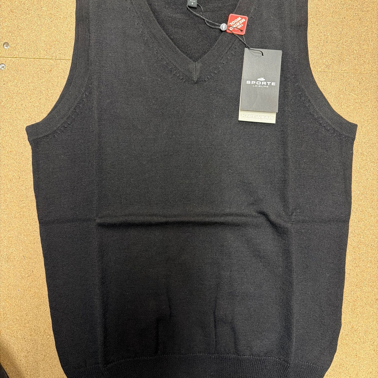 Sporte Leisure Womens 100% Merino Wool Knit Vest in Black