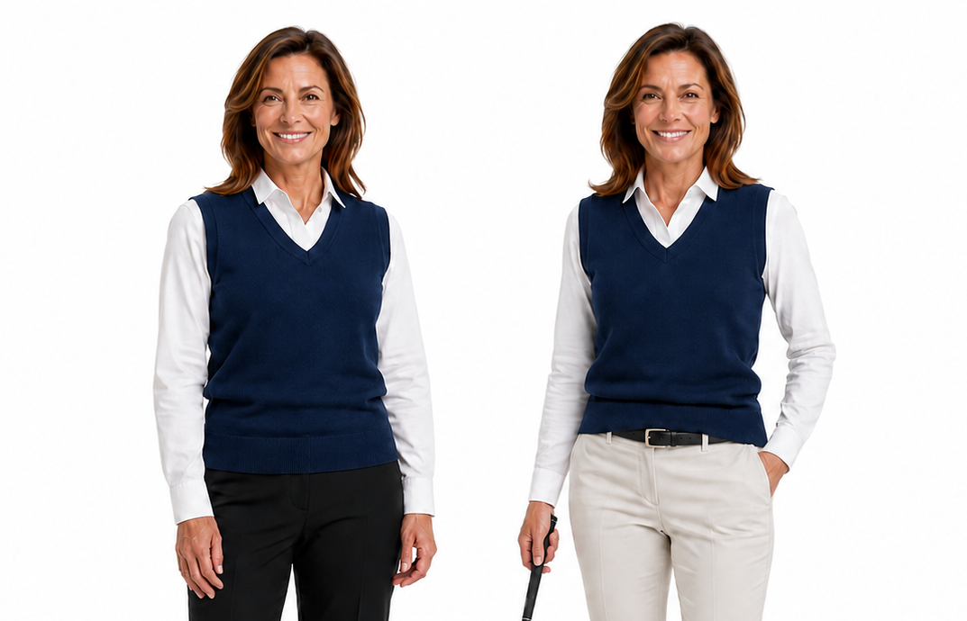 Sporte Leisure Womens 100% Merino Wool Knit Vest in Navy