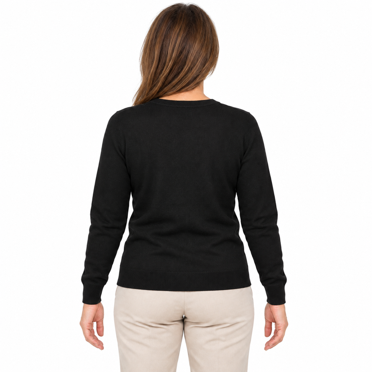 Sporte Leisure Womens Wool Jumper Ladies V-Neck Knit in Black