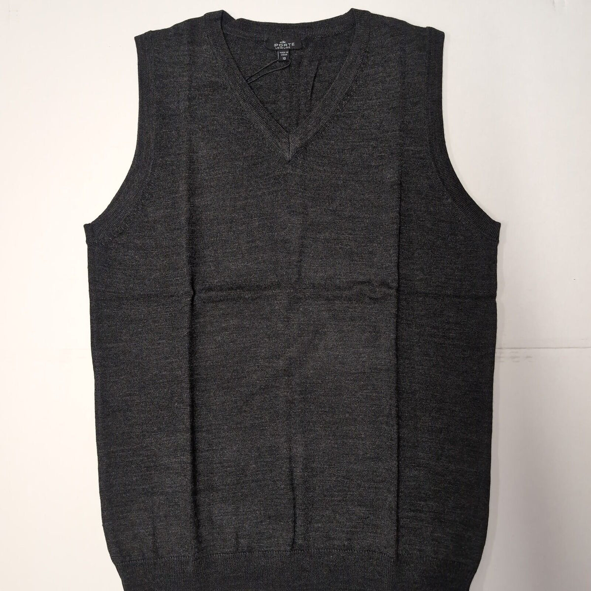 Sporte Leisure Womens V-Neck Wool Blend Knit Vest in Carbon