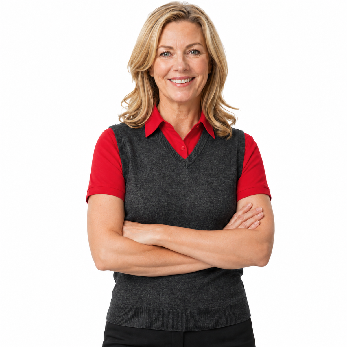 Sporte Leisure Womens V-Neck Wool Blend Knit Vest in Carbon