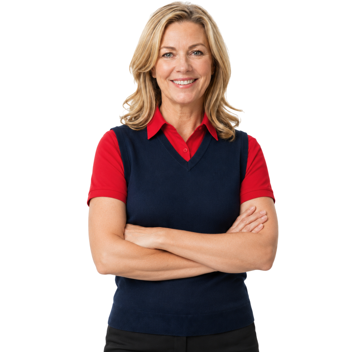Sporte Leisure Womens V-Neck Wool Blend Knit Vest in Navy