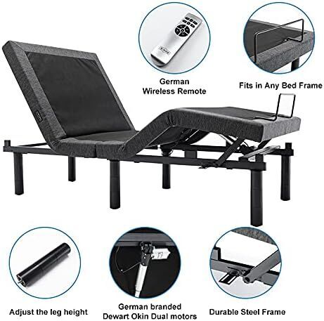 Queen Adjustable Zero Gravity Bed Frame & Memory Foam Mattress Bundle - Dual Motors, Wireless Remote & USB Ports