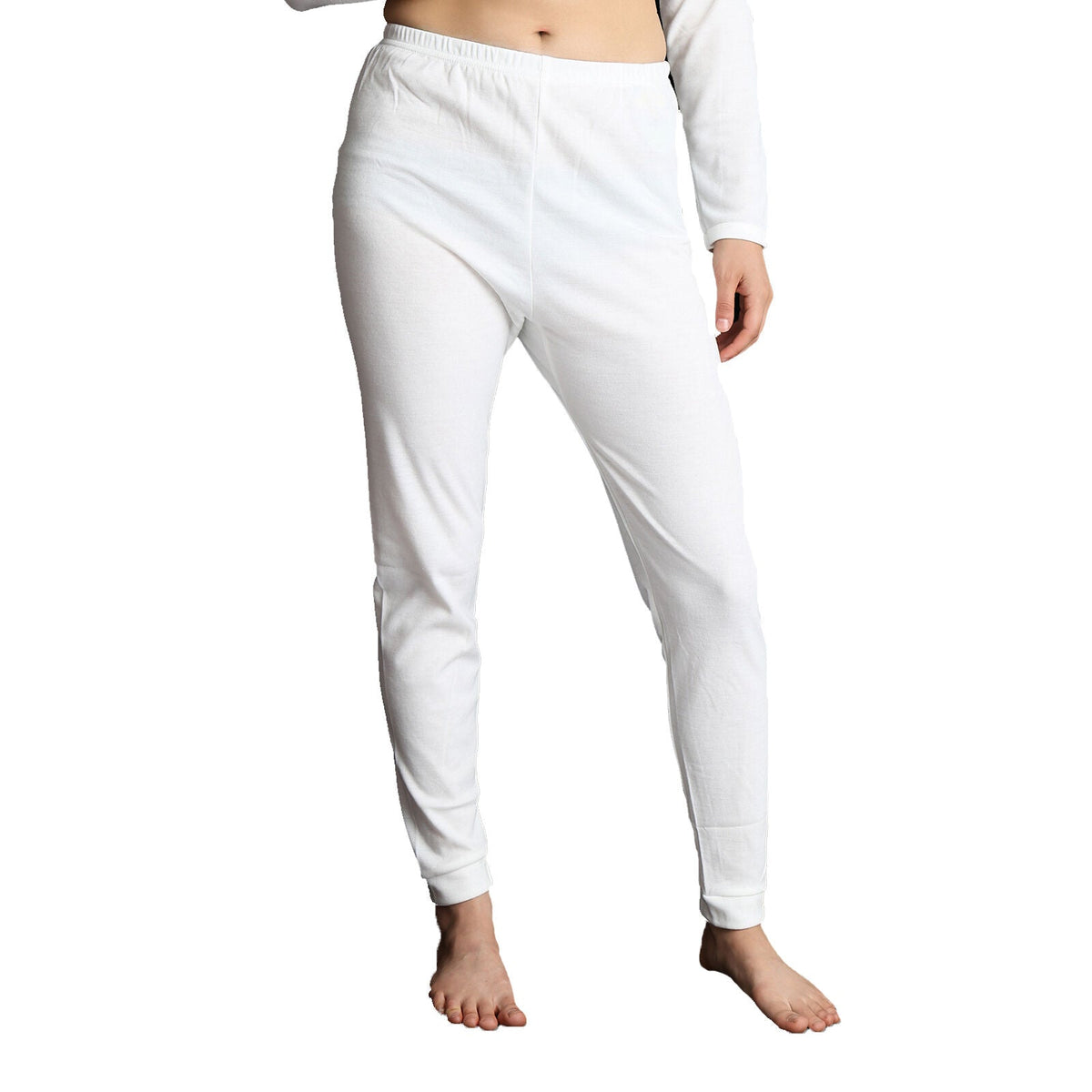 2pcs Set Womens Cotton Thermal Singlet Top & Pants Underwear Thermals in White