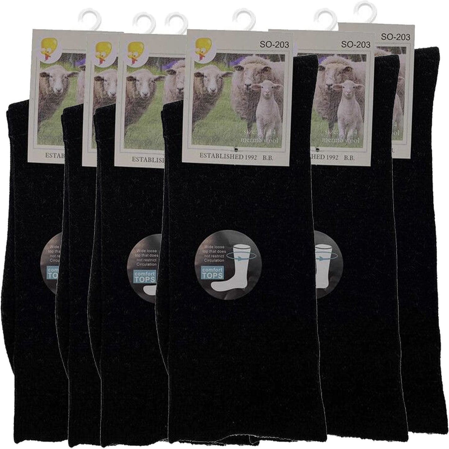 Merino Wool Mens Loose Top Thermal Socks Diabetic Comfort Circulation - 6 Pairs-3