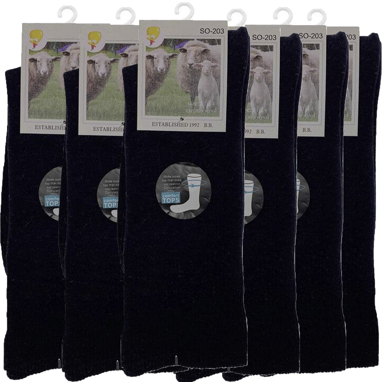 Merino Wool Mens Loose Top Thermal Socks Diabetic Comfort Circulation - 6 Pairs-9